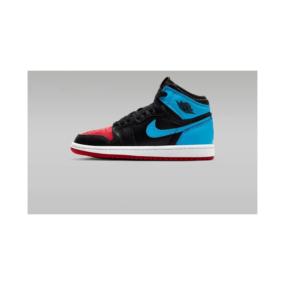 Jordan 1 Retro High UNC Chicago Leather (PS) Black/Dark Powder Blue-Gym Red (CU0449-046)