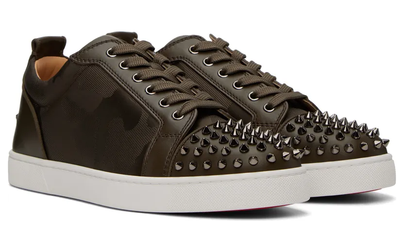 Christian Louboutin Khaki Louis Junior Spikes Sneakers (3220820) (4)