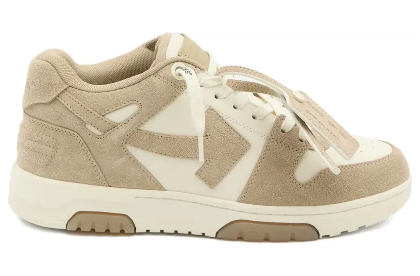 OFF-WHITE Out Of Office OOO Low Tops Beige Natural Suede (OMIA189F25LEA0046160)