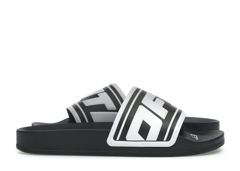 OFF-WHITE Embossed Logo Pool Slides Black White (OWIC007S22MAT0011001)