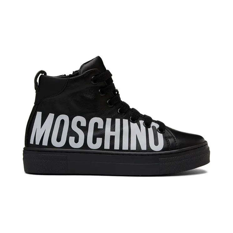 Moschino Kids Black Leather High Sneakers (71768)