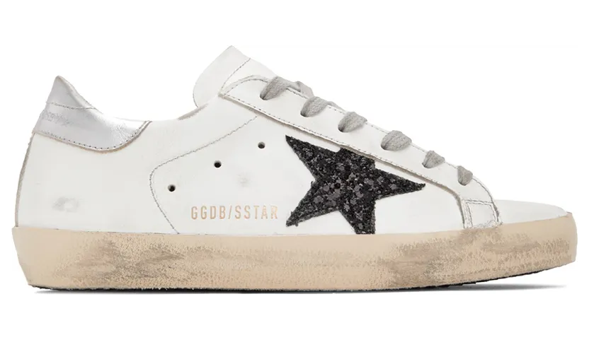 Golden Goose SSENSE Exclusive White & Black Glitter Superstar Sneakers (F00101.F001213.10238)