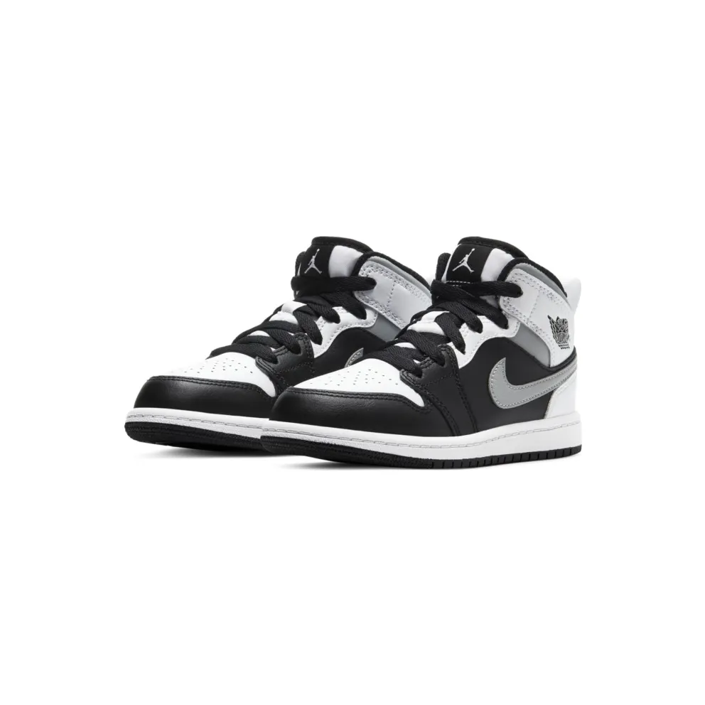 Jordan 1 Mid White Shadow (PS) Black/Medium Grey-White (640734-073)