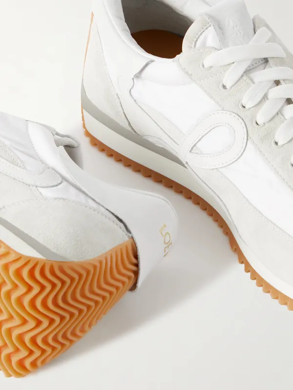 Loewe Flow Runner Leather-Trimmed Suede and Nylon Sneakers White (M816282X99) (6)