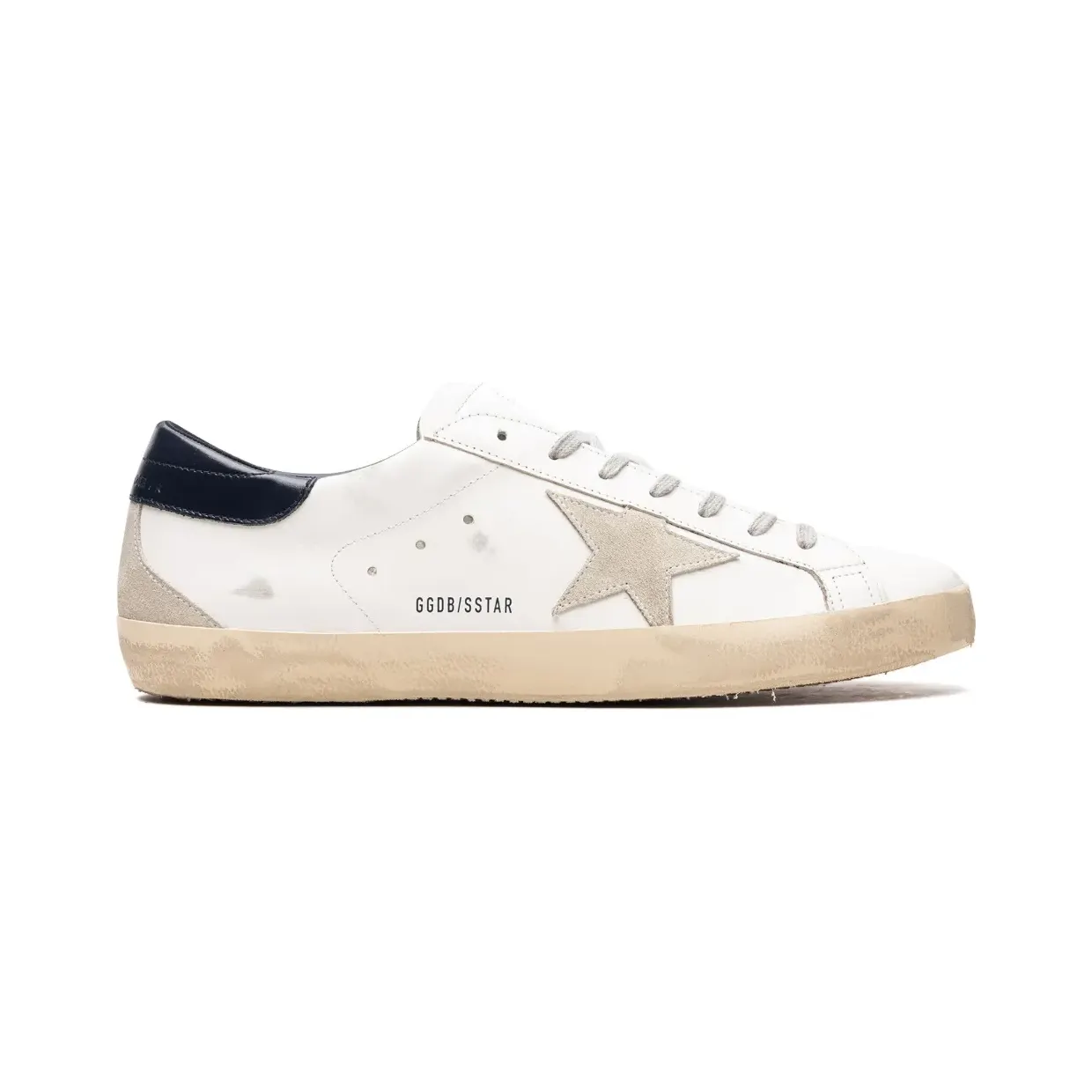 Golden Goose Super-Star met suède ster en blauwe hiellus “White” (GMF00102F000311)