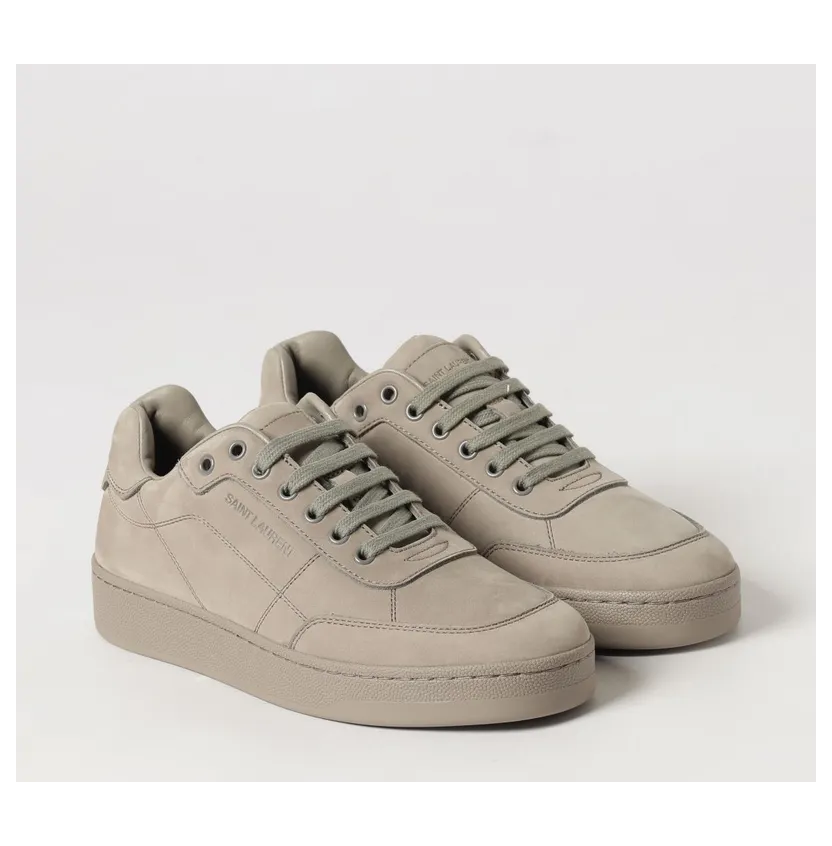 Saint laurent SL/61 Low-Top Sneakers in Nubuck Leather with Embossed Logo Grey (861491AAGZ51216)