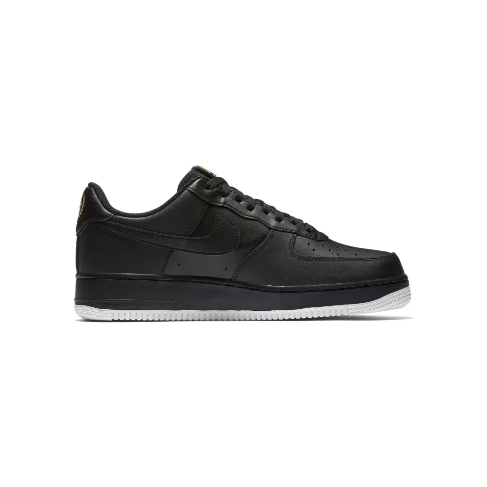 Nike Air Force 1 Low Crest Logo Black Black/Summit White-Metallic Gold (AA4083-014)