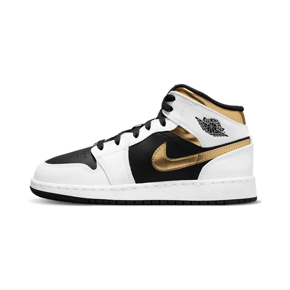 Air Jordan 1 Mid White Gold Black (GS) (554725-190)