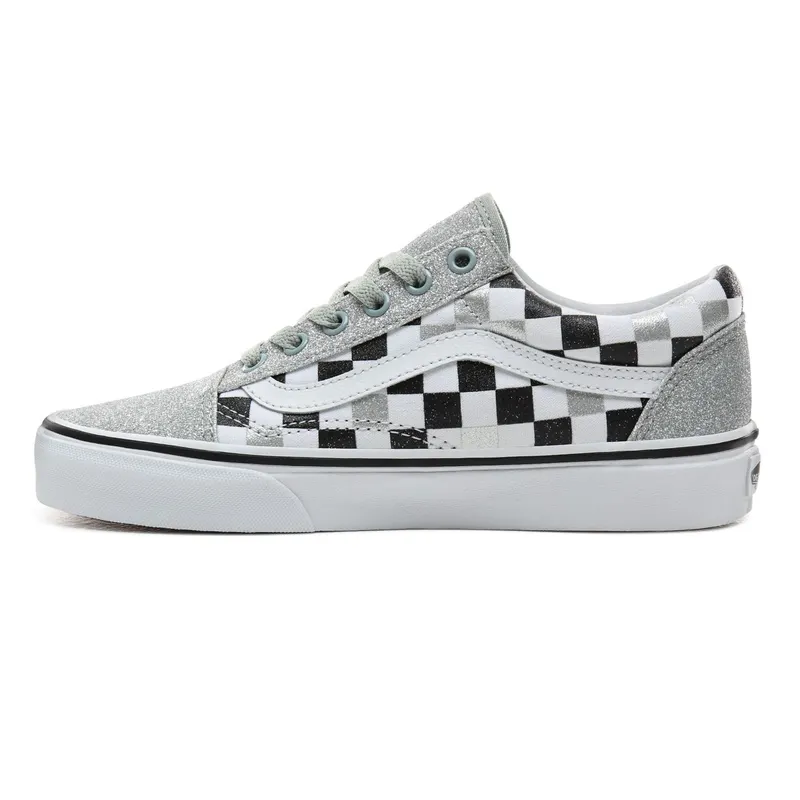 Vans Old Skool Glitter Checkerboard (W) Silver/True White-Black (VN0A4BV5V3J)