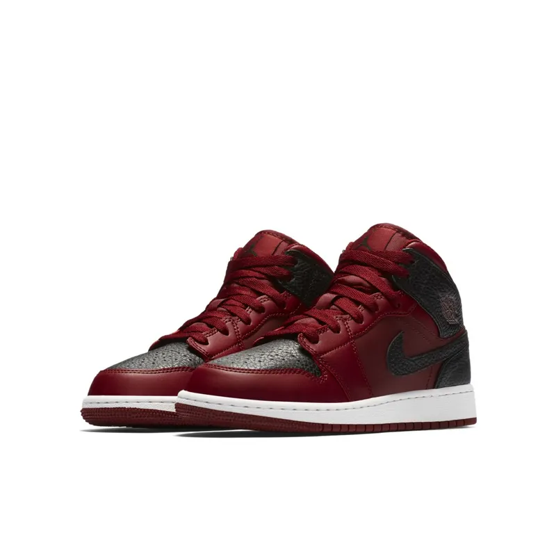 Jordan 1 Mid Team Red Black White (GS) Team Red/Black-Summit White (554725-601)