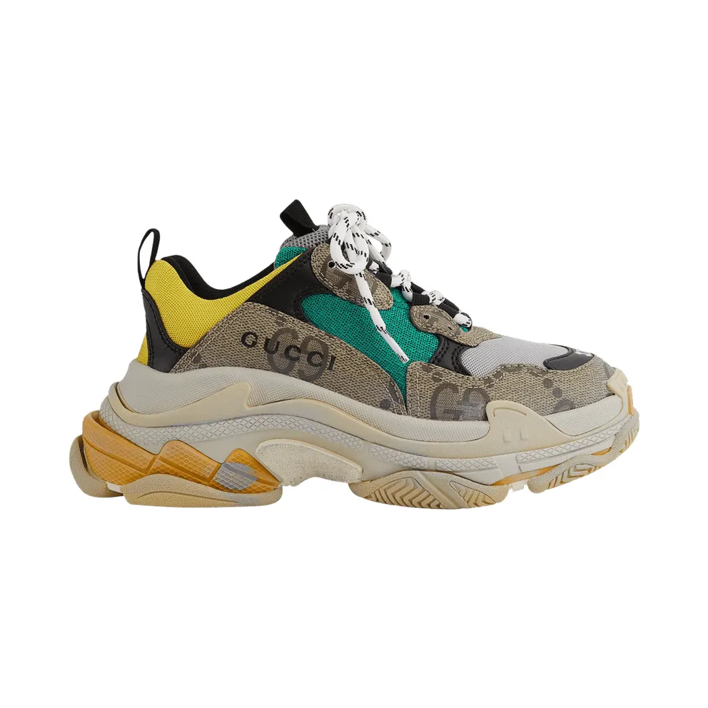 Gucci x Balenciaga The Hacker Project Triple S Beige Green Yellow (W) (677193UMO2 09766)