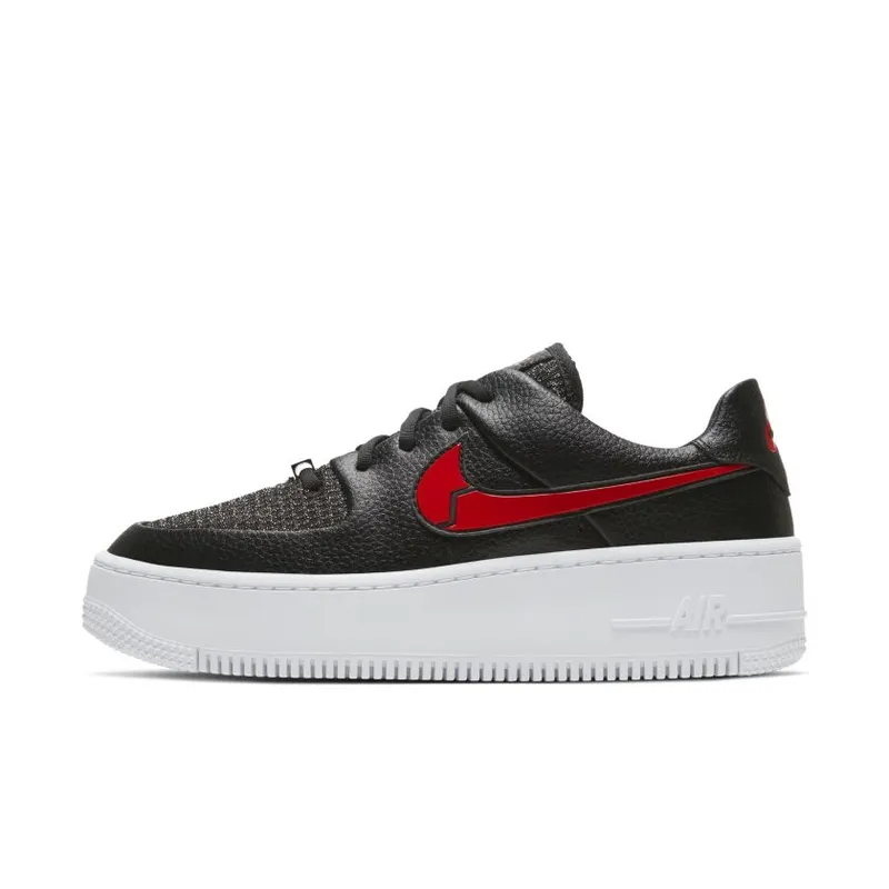 Nike Air Force 1 Sage Low Valentines Day 2020 (W) Black/Metallic Silver-University Red (CU4759-001)