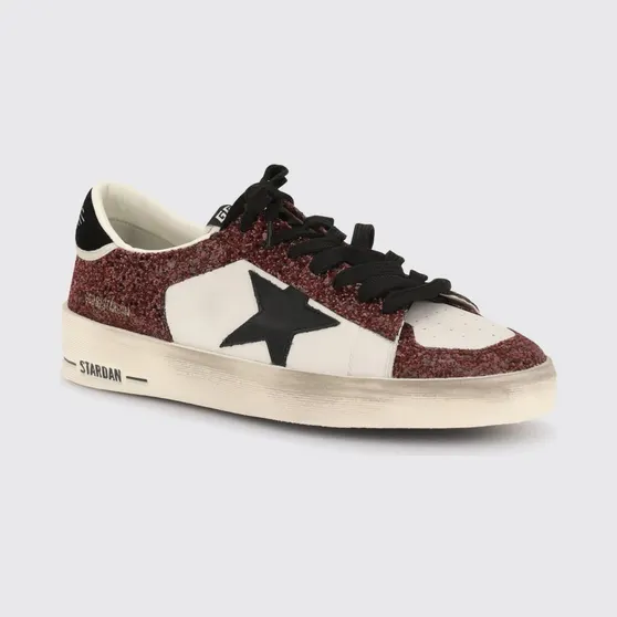 Golden goose Stardan Calfskin Leather Sneakers with Glitter Details White (GWF00333F00876615994)