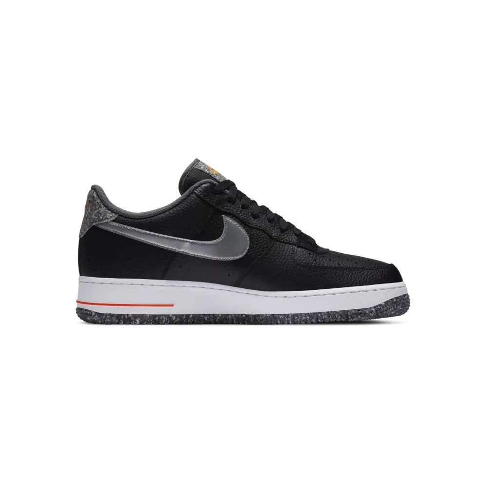 Nike Air Force 1 Crater Grind Black Black/Metallic Silver-Light Smoke Grey-Laser Orange (DA4676-001)