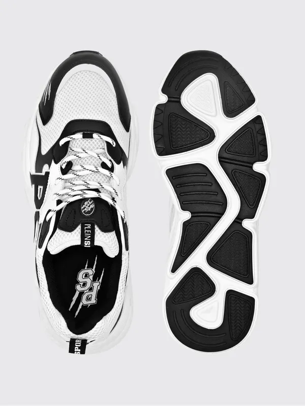 Plein Sport Low-Top Sneakers in Leather and Mesh with Contrast Monogram White 2 (SADSUSC0611STE003N0127) (4)