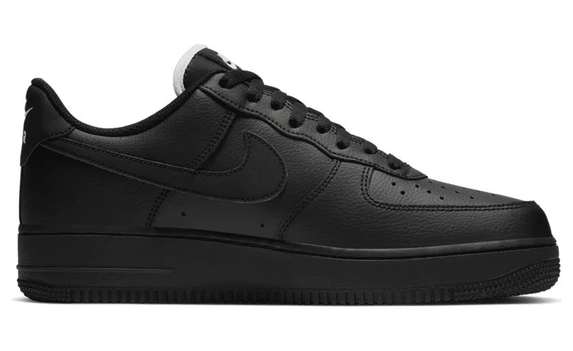 Nike Air Force 1 Low Triple Black (White Tongue)