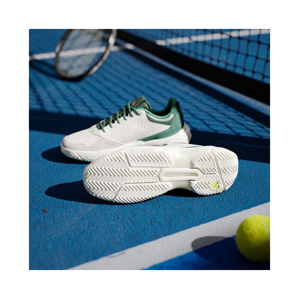 Adidas Courtjam Control 3 Premium Tennis Shoes Core White / Core White / Collegiate Green (JI4236)