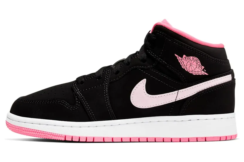 Air Jordan 1 Mid GS ‘Black Digital Pink’ Black/Pink Foam/Digital Pink/White (555112-066)