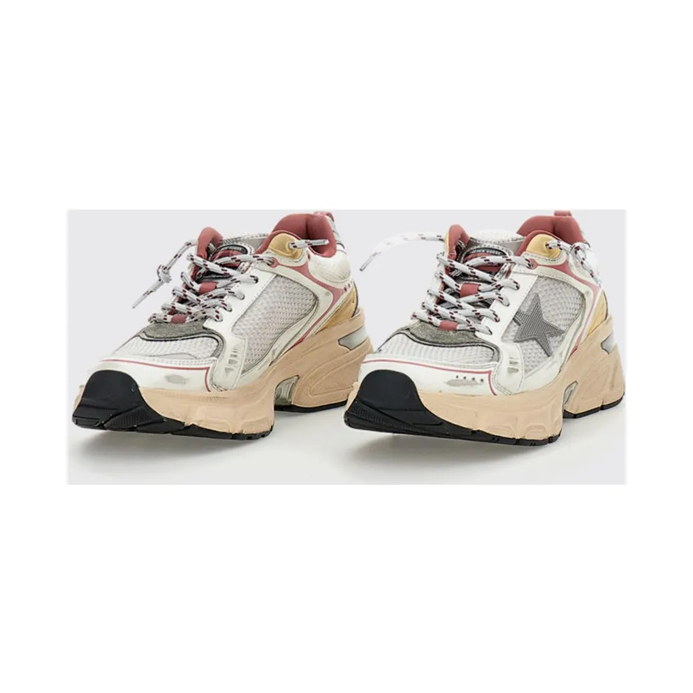 Golden goose Lightstar Used Leather and Mesh Sneakers Grey (GWF00724F00791370208)