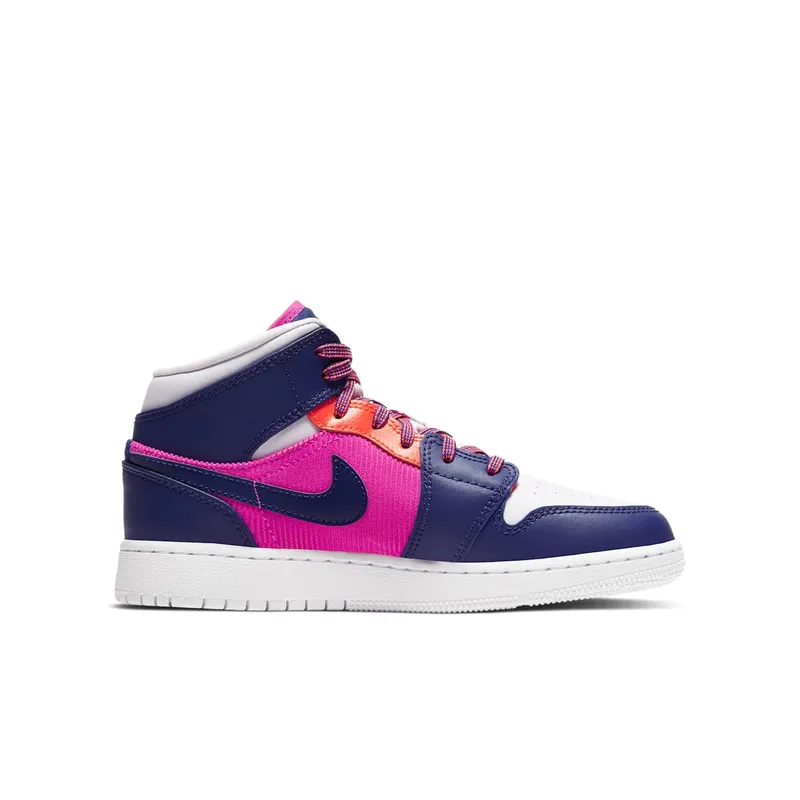 Jordan 1 Mid Fire Pink Barely Grape (GS) Fire Pink/Barely Grape-Hyper Crimson-Regency Purple (555112-602)