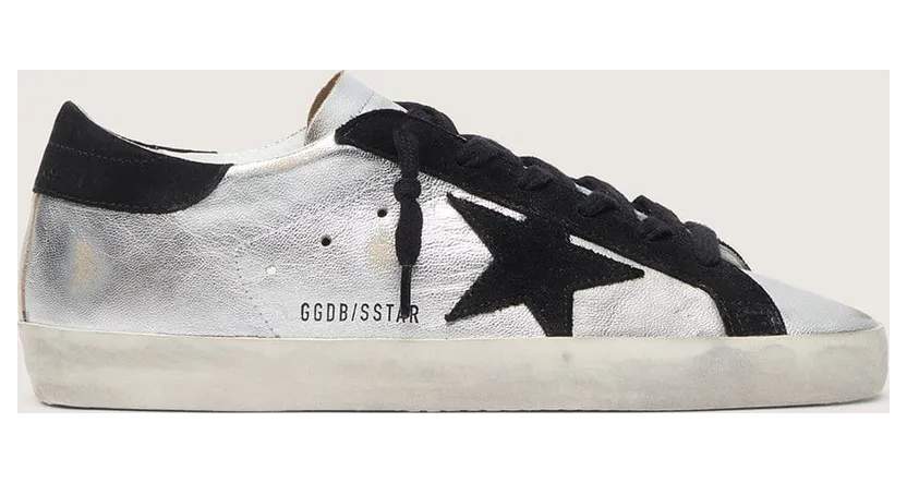 Golden Goose Super-Star In Silver Leather With Contrasting Inserts (GWF00101.F000312.60246)
