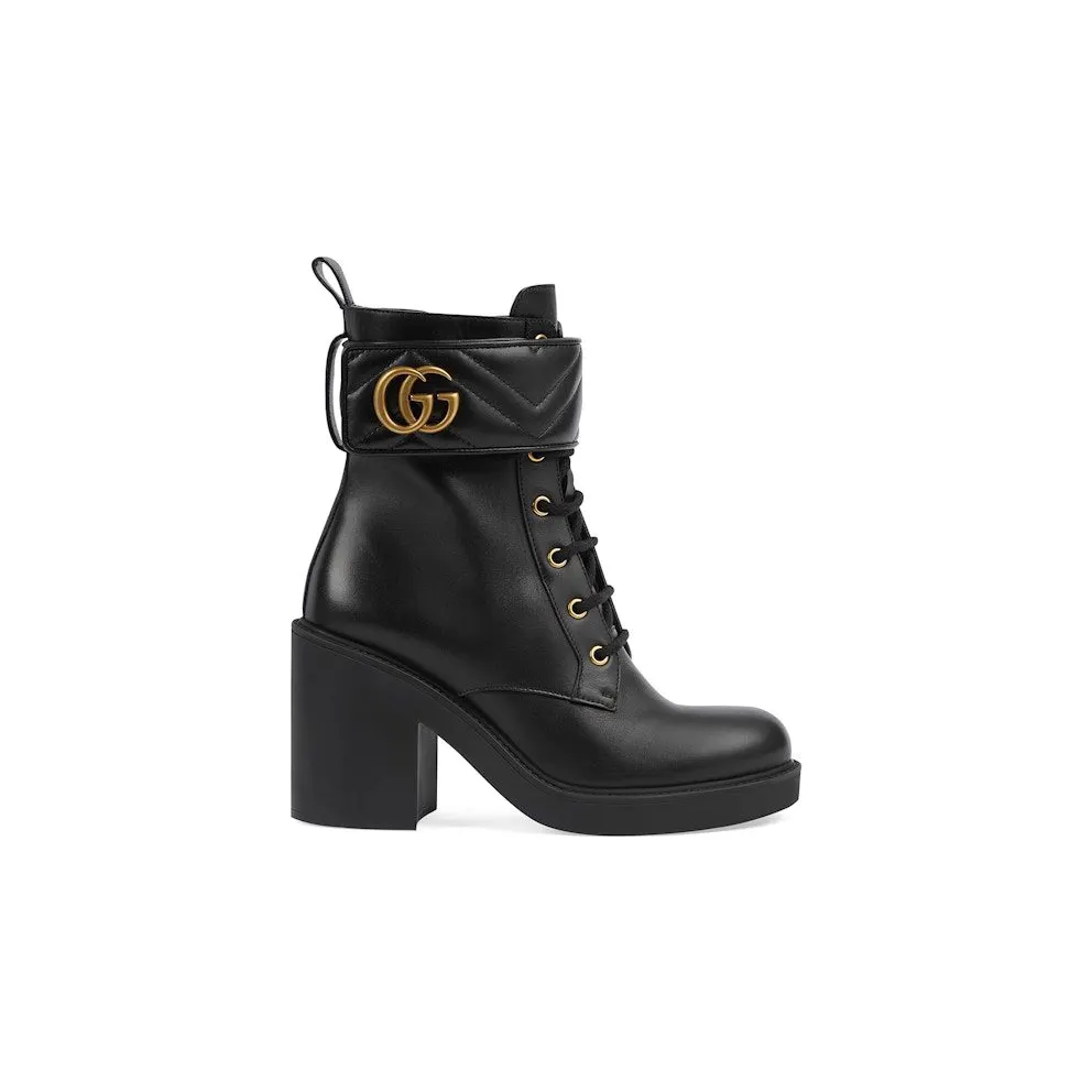 Gucci GG Strap Matelasse Quilted Leather Ankle Boots Black (719849 AAA5W 1058)