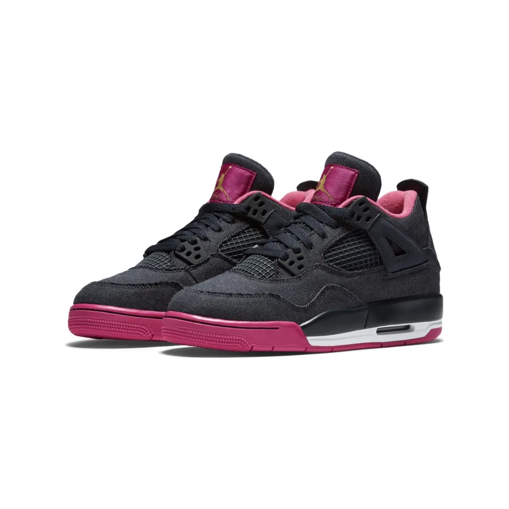 Jordan 4 Retro Denim (GS) Dark Obsidian/Vivid Pink-White-Metallic Gold (487724-408)