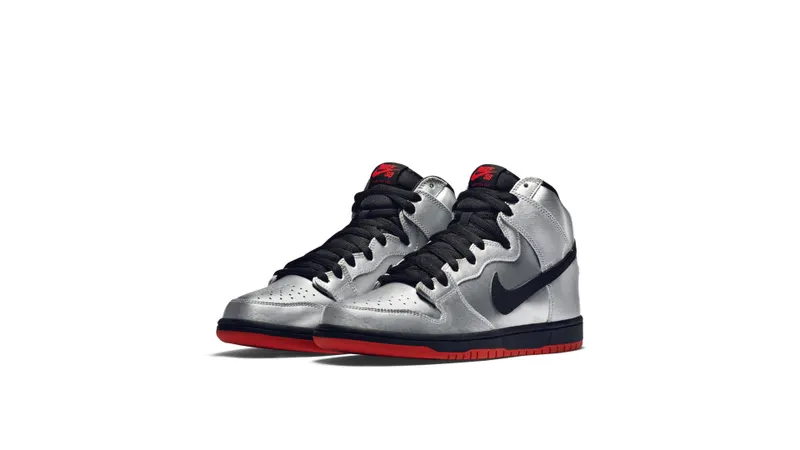 Nike Dunk SB High Steel Reserve Metallic Silver/Blk-Challenge Rd (305050-027)