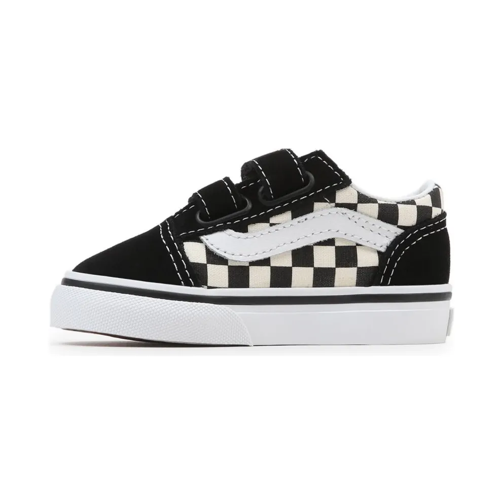 VANS Primary Check Old Skool Velcro Toddler Shoes Black (VN0A38JNP0S)