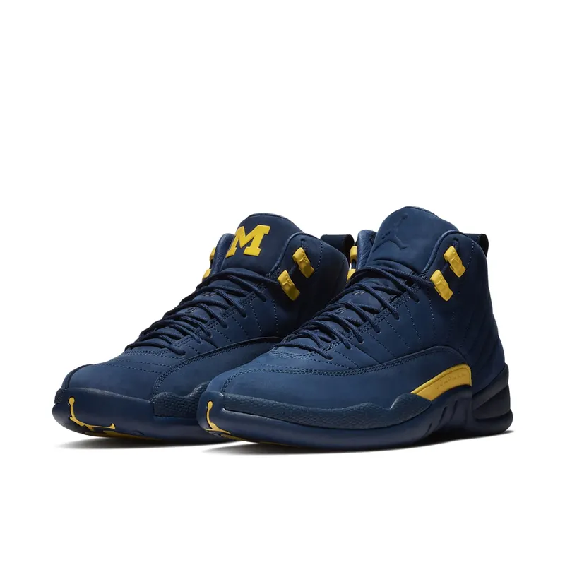 Jordan 12 Retro Michigan College Navy/Amarillo (BQ3180-407)