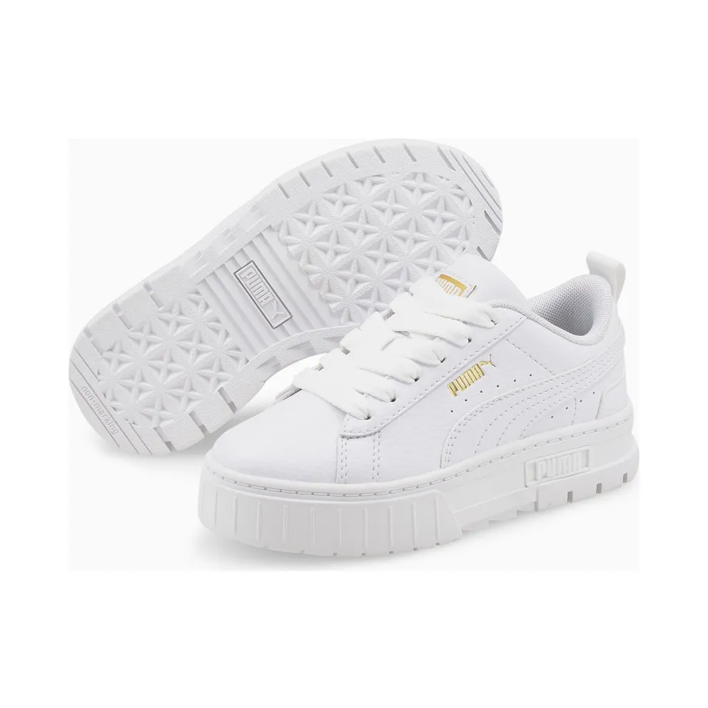 PUMA Mayze Leather Kids’ White/Gold (384528-01)