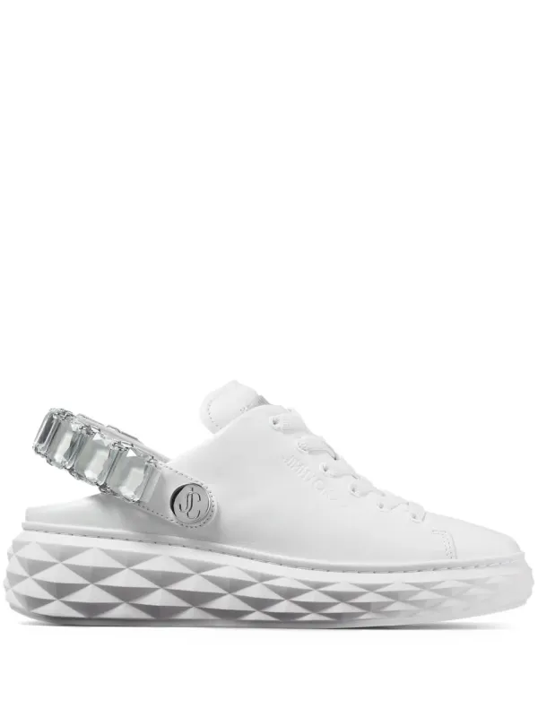 Jimmy Choo Diamond Maxi Sling Slides – White (DIAMONDMAXICRYSTALNDL)