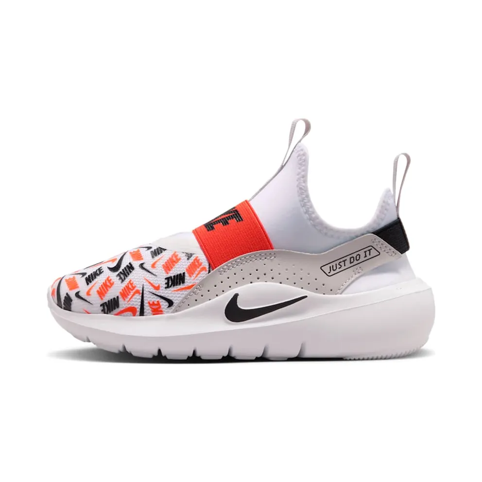 Nike Flex Runner 4 White Safety Orange Black Logo Print (IO9507-100)