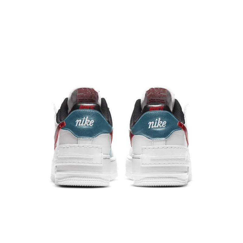 Nike  Air Force 1 Shadow Bleached Aqua Chile Red (W) Summit White/Bleached Aqua-Black-Chile Red (DA4291-100)