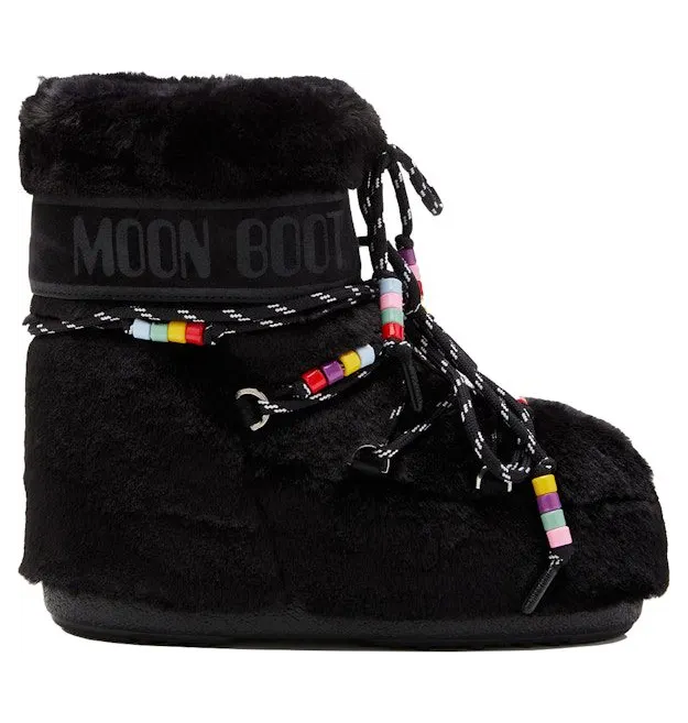 Moon Boot Icon Faux-Fur Low Boot Black Beads (80D1409470-N001)