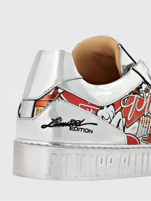 Philipp plein Laminated Patent Leather Sneakers with Graphic Print Silver (AAESUSC0887PLE075N70) (3)