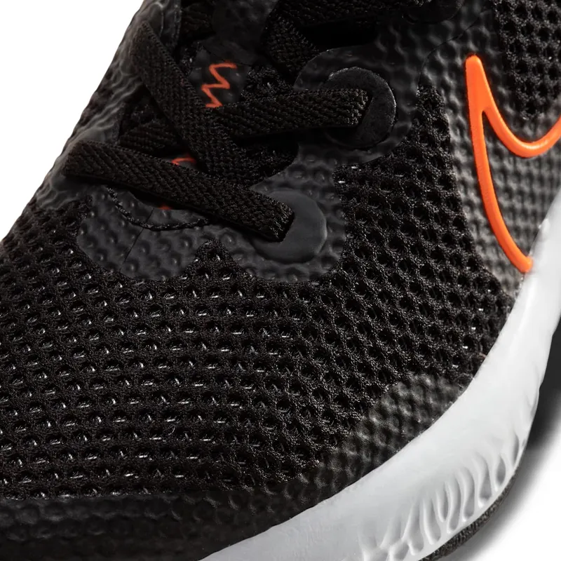Nike Renew Run Black Total Orange (PS) Black/Chrome/Particle Grey (CT1436-001)
