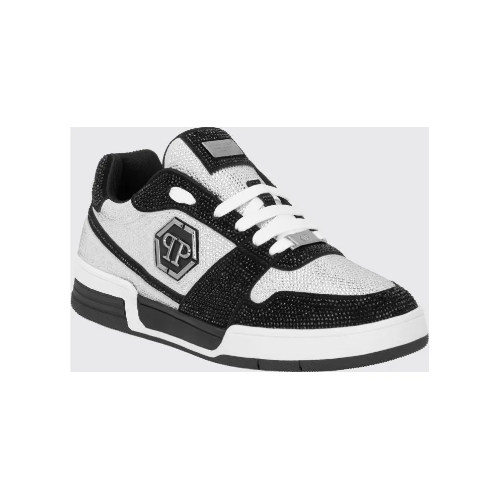 Philipp plein P-Force Leather with Monogram and Crystals White (UAFSUSC1089PLE010N0102)