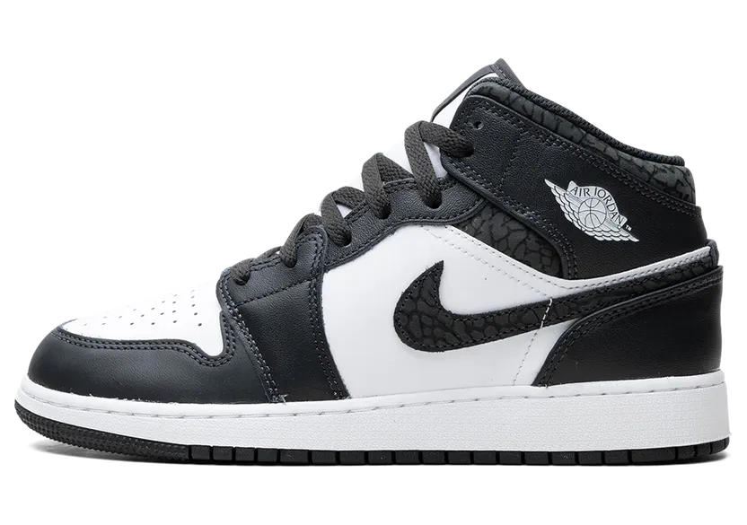 Nike Air Jordan 1 Mid SE Elephant Print Black (GS) (FB9909-001)