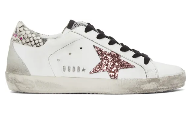 Golden Goose White Glitter Snakeskin Superstar Sneakers (F37WS590.R56)