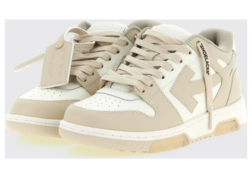 Off-White Out Of Office Bicolor Leather Sneakers with Applied Logo Beige (W259C9L0060161)