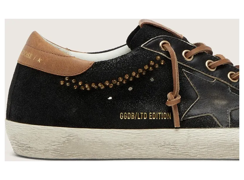 Golden Goose Women’S Super-Star Ltd In Black Glitter Leather With Black Leather Star (GWF01102.F008515.90301) (5)