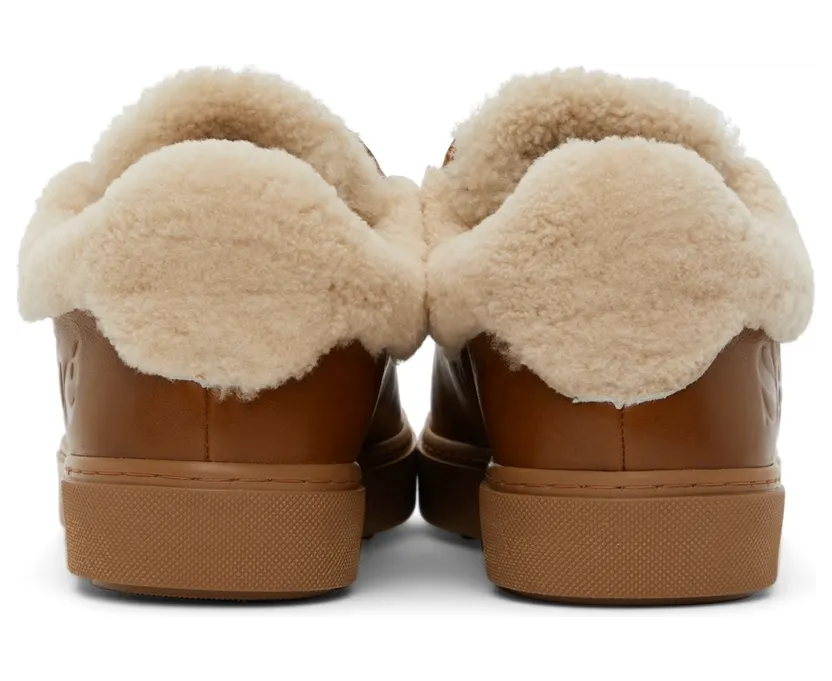 See by Chloé Tan Leather & Shearling Essie Sneaker (SB35191A 14280) (4)