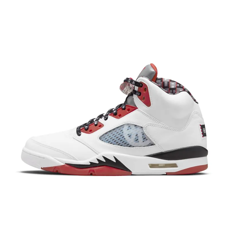 Air Jordan 5 Quai 54 White University Red Black (2021) (DJ7903-106)
