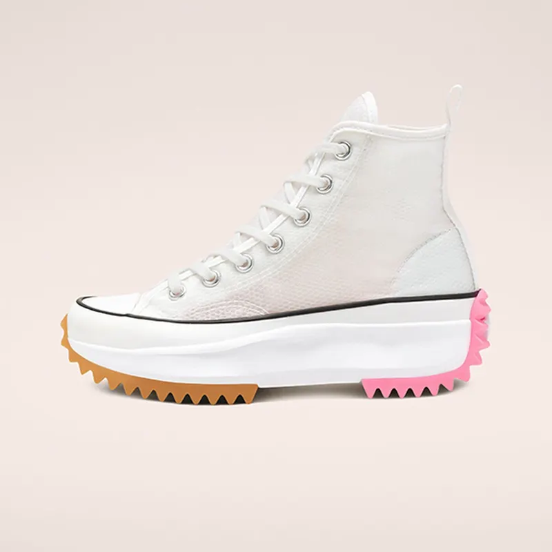 Converse Run Star Hike High Concrete Heat White White/Black-Electric Blush (167851C)