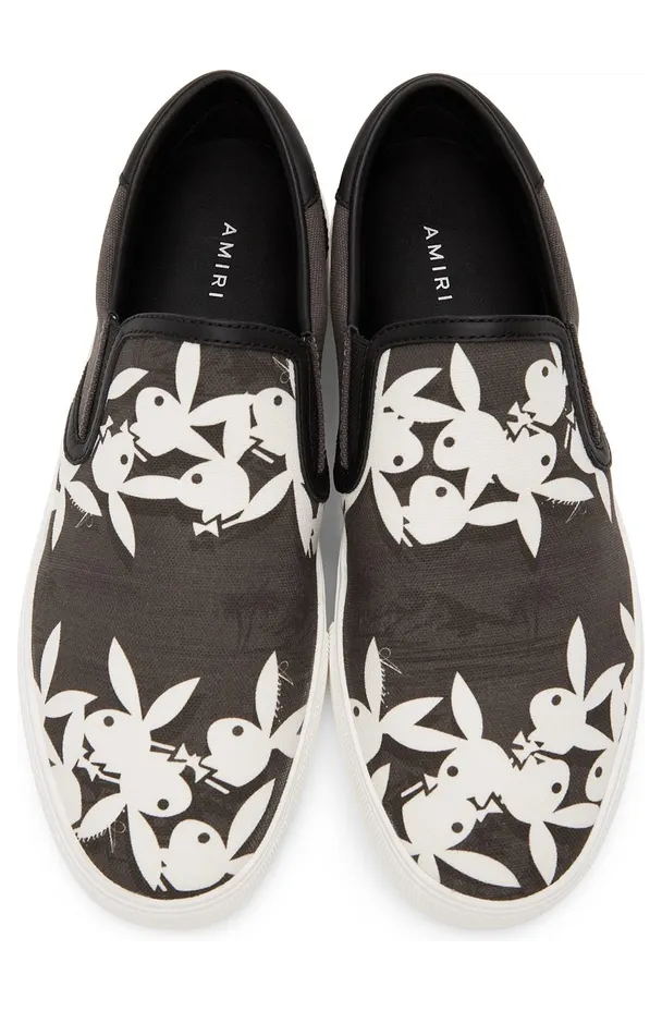 AMIRI Grey & White Playboy Edition Slip-On Sneakers (MFS006-043) (5)