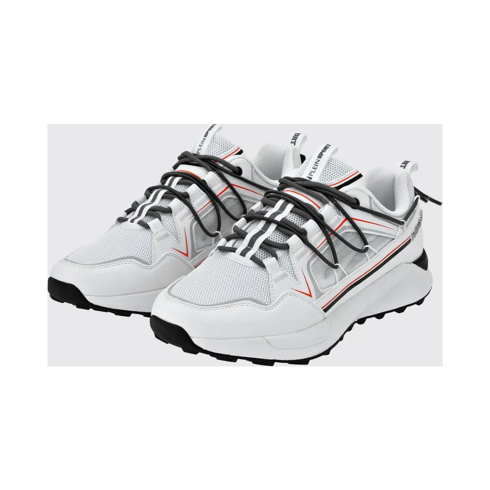 Plein Sport Striped Mesh Low-Top with Drawstring Closure and Logo White (UADSUSC0607STE003N01)