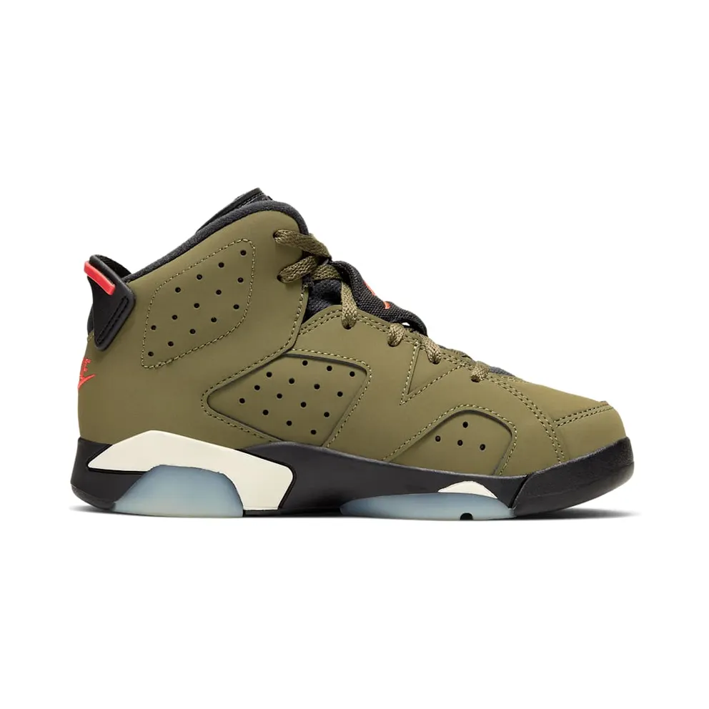 Jordan 6 Retro Travis Scott (PS) Medium Olive/Black-Sail-University Red (CQ3565-200)