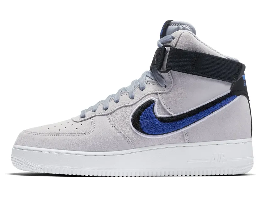 Nike Air Force 1 High ’07 LV8 ‘Chenille Swoosh’ Wolf Grey/Game Royal-Black (806403-015)