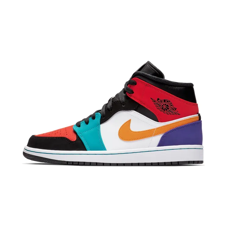 Air Jordan 1 Mid Multi Color “White / Black / Turbo Green / University Red” (554724-125)